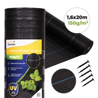 MULTIGARDEN agrotekstilna tkanina protiv korova, UV-otporna, 150 g/m², 1,6 × 20 m, s klinovima, crna