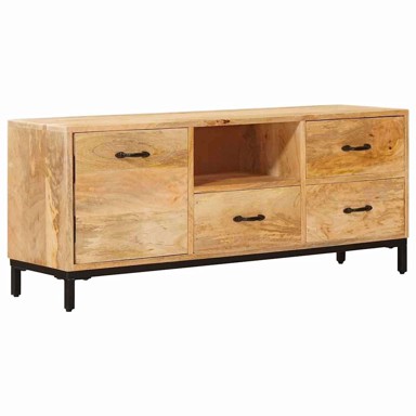 TV stalak s ladicama, 110 x 30 x 46 cm, masivno drvo manga, smeđi