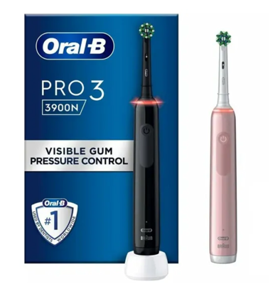 ORAL-B Pro 3 3900 Duo električna četkica za zube, crna i roza