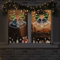 Božićna zvona, 144 LED, šarena, 56×46 cm, PVC