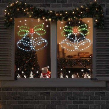 Božićna zvona, 144 LED, šarena, 56×46 cm, PVC