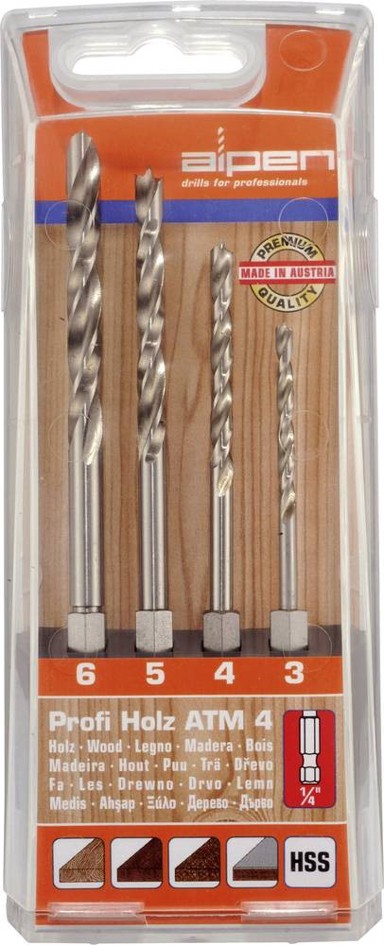 ALPEN Spiralno svrdlo za drvo, 4-dijelni set