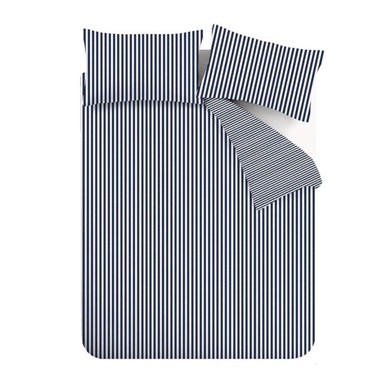 CATHERINE LANSFIELD Flanelska posteljina Stripe 200x200 cm Tamno plava