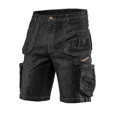 NEO TOOLS Denim kratke radne hlače, crne, veličina S
