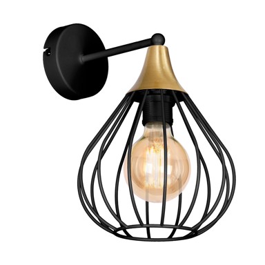 Zidna lampa Kane, crna, 1xE27