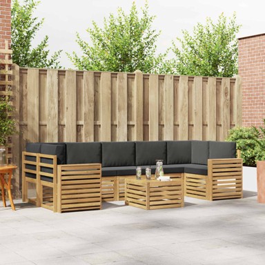 Set vanjskih sofa s jastukom, 8 dijelova, poliester, bijela i antracit