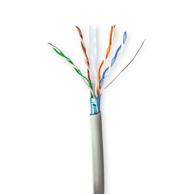 NEDIS Mrežni kabel u roli CAT6 višeslojni f UTP CCA 50 0 m unutarnja zaštitna oprema okrugli PVC sivi poklon kutija
