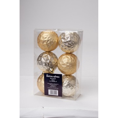 Božićni ukras, set 6 kom, ø 6 cm, šampanj