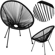 SPRINGOS Vrtna stolica od ratana, crna, 72x82x85 cm