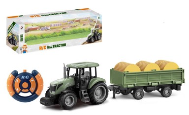 Traktor s prikoliom na daljinsko upravljanje, 3 bale