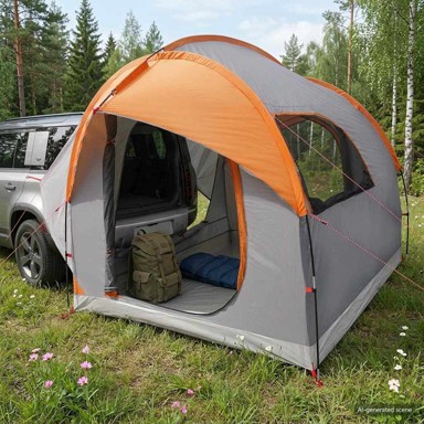 Šator za auto s krovom, 239 x 210 x 210 cm, siva i narančasta