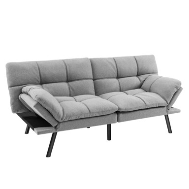 Sklopivi kauč na razvlačenje, s funkcijom spavanja i podesivim naslonom, sivi