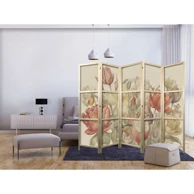 Japanski paravan Buket tulipana – šareno cvijeće na svijetloj pozadini, ilustracija 225x172 cm