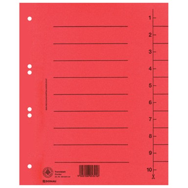 DONAU Kartonska pregrada, A4, 250 g, crvena, 100 kom