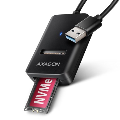 AXAGON Adapter za SSD ADM2-AM, USB-A 10 Gbps, kućište za M.2 NVMe/SATA, 10 cm, crna