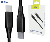 ALLITY Podatkovni kabel AUC-02 USB-C na USB-C, 60 W, 1 m, silikonski, crni