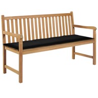 Jastuk za vrtnu klupu crni 150 x 50 x 3 cm