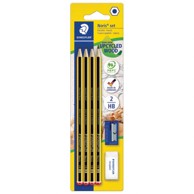 STAEDTLER Grafitna olovka, Noris 120S1 BK4D, HB, 4 kom, gumica, šiljilo, blister