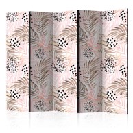 Sobna pregrada u 5 dijelova Pink Palm Leaves II 225x172