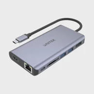 UNITEK uHUB S7, USB 3.2 Gen 1 Type-C, sivi