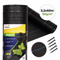 MULTIGARDEN agrotekstilna tkanina protiv korova, UV-otporna, 90 g/m², 3,2 × 50 m, s klinovima, crna