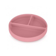 PETITEMARS Silikonski okrugli tanjur s odjeljcima i vakuumom 6 m+ Take&Match, Dusty Rose