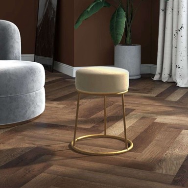 Okrugli tabure, baršunasti, sivi