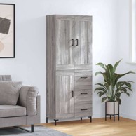 Visoka komoda siva sonome 69 5x34x180 cm od konstruiranog drva , 1 drvena vrata 3 ladice