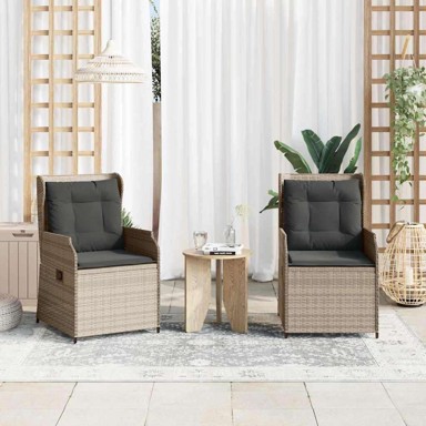 Vrtna klupa s jastukom 2 pcs 55 x 67 x 95 cm, poli-ratan, svjetlosiva