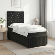 Boxspring krevet s madracem 100 x 200 cm baršun, crni