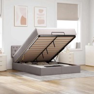 Otoman krevet s madracem i LED diodama, 140 x 190 cm, tkanina, sivo-smeđi