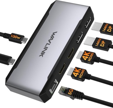 WAVLINK USB-C Docking stanica Dual DisplayPort, 2x HDMI, 100 W PD, 5G Ethernet