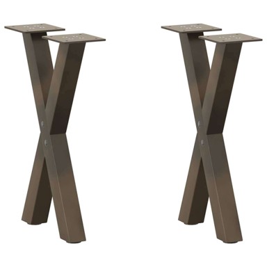 Noge za klub stolić X-oblik, 2 kom, 38 x (42-43) cm, čelik, prirodne