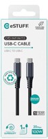 ESTUFF INFINITE USB-C kabel, USB4 Gen 2x2, snaga 100 W, brzina 20 Gbps, podrška za 8K@60 Hz, duljina 1 m, reciklirana plastika, crna