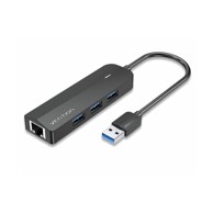 VENTION 3-portni USB 3.0 hub, Gigabit Ethernet Adapter 0,15m, crni