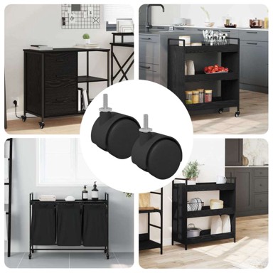 Kotači 2 kom 40,1 x 40,1 x 37,8 mm PP i čelik, crna