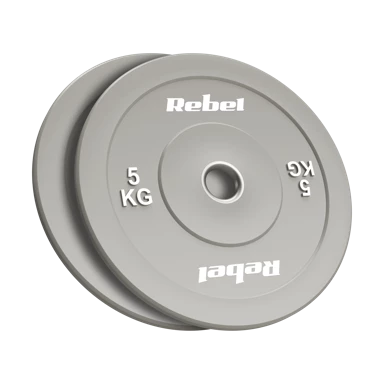 REBEL ACTIVE Set olimpijskih gumiranih utega Beast Bumper 2 x 5 kg, ukupno 10 kg, otvor 51 mm, sivi