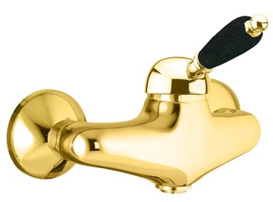 SAPHO KIRKÉ BLACK Miješalica za tuš, zidna, retro, zlatna, crna ručka