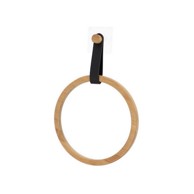 TENDANCE Držač ručnika okrugli, bambus/imitacija kože, crni