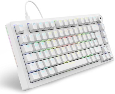 SHARKOON Gaming tipkovnica Skiller SGK25, mehanička, 75%, RGB, bijela