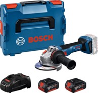 BOSCH Kutna brusilica GWS 18V-11 PS, akumulatorska, 125 mm, 18 V, 2 × 5,0 Ah, punjač, L-BOXX