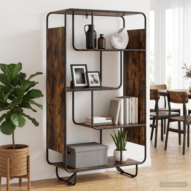 Visoka komoda 80 x 37,5 x 144 cm od prerađenog drva, dimljeni hrast