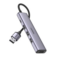 UGREEN USB hub CM473, USB-A, 1x USB-C, 4x USB-A 3.0, sivi