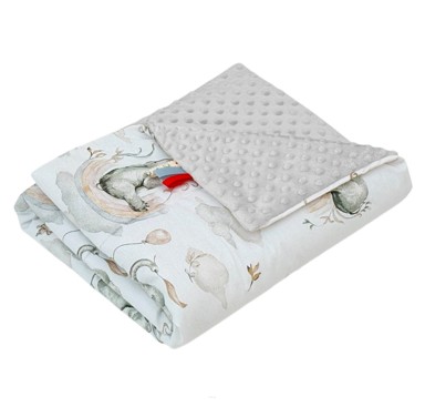 TUMI Minky dekica 75 x 100 cm, pepeljasta i slon s dugom