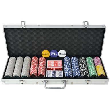 Set za poker, 500 laserskih žetona, aluminij