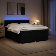 Boxspring krevet s madracem 140 x 190 cm tkanina dizajn s rombovima, crni