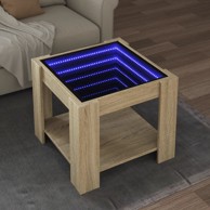 Stolić za kavu LED boja hrasta 53x53x45 cm konstruirano drvo