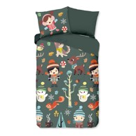 GOOD MORNING Pamučna dječja posteljina za krevet za jednu osobu/produženi krevet 140x220 cm Fun tamno zelena