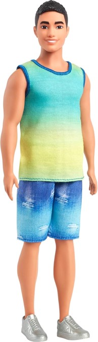 MATTEL Barbie Ken Fashionistas HYV00, ombre majica i traperice, crna kosa