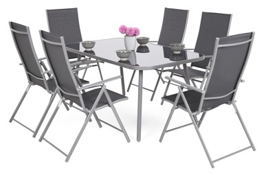 CASABLANCA Set namještaja, 145 cm, 6+1, srebrna/siva